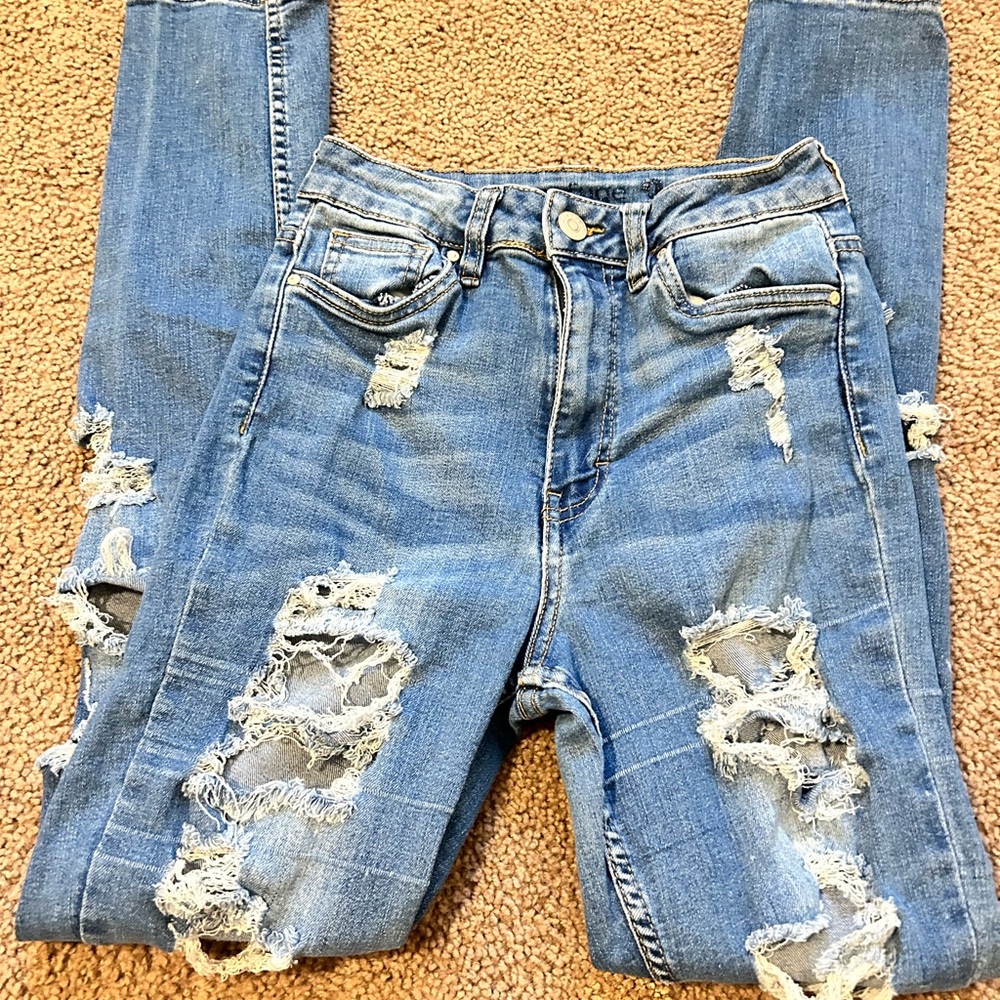 Trendy Distressed Denim Skinny Jeans